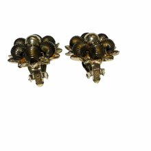 Load image into Gallery viewer, Vintage Jewelry Brown and Amber Tone Beaded Gold Textured Bee Like Clip on Earrings
