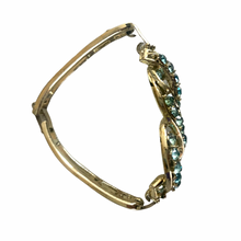 Load image into Gallery viewer, Vintage Jewelry Open Hinged Baby Blue Rhinestone Gold Tone Linked Bracelet
