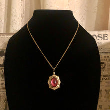 Load image into Gallery viewer, Handmade by Rose, Victorian Style Scrollwork Gold Pink Gemstone Pendant Necklace
