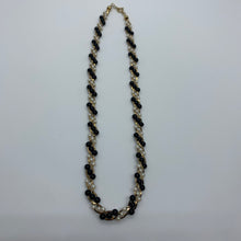 Load image into Gallery viewer, Vintage 80’s Trifai TM Faux Ivory Ebony Black Gold Torsade Necklace Bracelet Earrings
