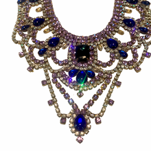 Load image into Gallery viewer, Vintage Demi Parure Bijoux MG Purple Blue Czech Glass Rhinestone Statement Necklace Dangle Earrings
