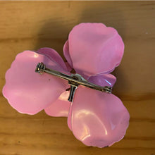 Load image into Gallery viewer, 60’s 70’s Pink Rose Black Painted Trim 3D Metal Flower Brooch
