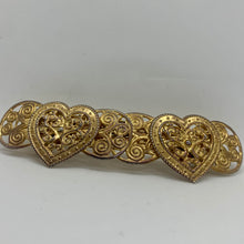 Load image into Gallery viewer, Vintage Double Heart Gold Infinity Circle Studded Filigree Nineties Hair Barrette

