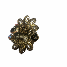 Load image into Gallery viewer, Vintage Style Jewelry Brass Tone Floral Flower Scotty Dog Rose Brooch Pin
