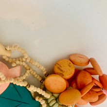 Load image into Gallery viewer, Vintage African Boho Painted Wood Bead Multicolor Carved Leaf Leaves Necklace
