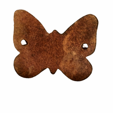 Load image into Gallery viewer, 1970s Vintage Brown Leather Butterfly and Heart Design Pony Tail Bun Holder Chopstick
