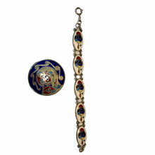 Load image into Gallery viewer, Vintage Irish Tara Ware Celtic Enamel Ireland Shield Guilloche Demi Parure Matching Silver Plated Necklace Pendant and Bracelet
