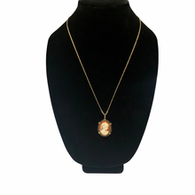 Load image into Gallery viewer, Vintage Jewelry Signed 1928 Gold Tone Cameo Pendant Necklace
