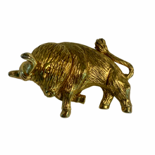 Load image into Gallery viewer, Vintage Jewelry Large Gold Tone Textured Heavyweight Spanish Bull Brooch
