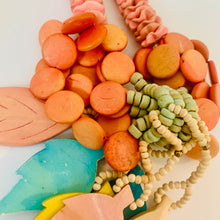 Load image into Gallery viewer, Vintage African Boho Painted Wood Bead Multicolor Carved Leaf Leaves Necklace

