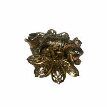 Load image into Gallery viewer, Vintage Style Jewelry Brass Tone Floral Flower Scotty Dog Rose Brooch Pin
