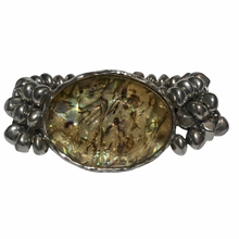 Load image into Gallery viewer, Vintage Jewelry Plastic Silver Tone Faux Alabone Beaded Bracelet
