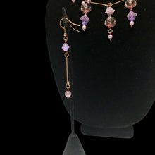 Load image into Gallery viewer, Handmade by Rose Vintage Copper and Purple Glass Rose Floral Bell Flower Necklace Earrings Beaded Jewelry Set
