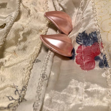 Load image into Gallery viewer, Vintage Jewelry Heavyweight Metal Pink Satin tone Flower Petal Earrings
