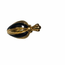 Load image into Gallery viewer, Vintage Jewelry Signed Avon Golden Brass and Black Egg Shaped Necklace Pendant
