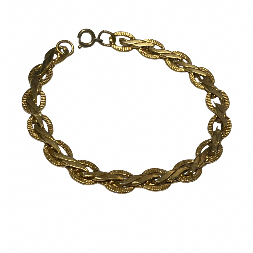 Vintage Jewelry Gold Tone Braided Link 7” Bracelet