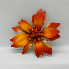 Load image into Gallery viewer, Vintage Jewelry Bright Orange Yellow Silver Ombré Tropical Flower Retro Brooch
