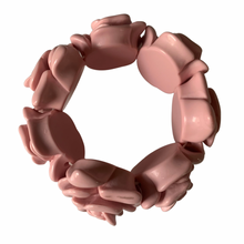 Load image into Gallery viewer, Vintage Jewelry Chunky 3D Pink Blush Carved Rose Roses Flower Floral Textured Stretch Bracelet
