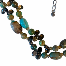 Load image into Gallery viewer, Vintage Rare Chinese Hubei Double Strand Turquoise Mineral Sterling Silver Necklace
