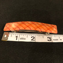 Load image into Gallery viewer, Vintage Hair Accessory Peach Orange and Red Tone Criss Cross Small Rectangular Hair Barrette
