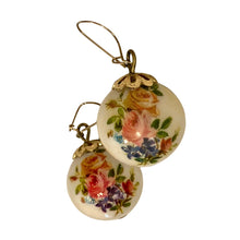 Load image into Gallery viewer, Vintage Jewelry Floral Flower and Off White Round Gold Tone Dangle Earrings
