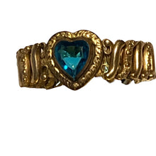 Load image into Gallery viewer, Antique Victorian Set DFB CO Expandable Gold Fill Blue Heart Sweetheart Girl’s Childrens Bracelet
