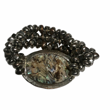 Load image into Gallery viewer, Vintage Jewelry Plastic Silver Tone Faux Alabone Beaded Bracelet
