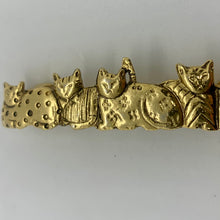 Load image into Gallery viewer, Vintage Small Gold Embellished Cat 90&#39;s Hair Barrette 5 Cats Flowers Stars Dots
