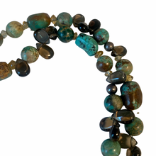 Load image into Gallery viewer, Vintage Rare Chinese Hubei Double Strand Turquoise Mineral Sterling Silver Necklace
