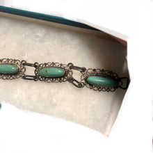 Load image into Gallery viewer, Vintage Jewelry Made in Mexico Mexican Silver and Turquoise Linked Bracelet
