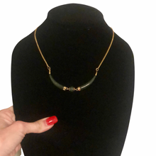 Load image into Gallery viewer, Vintage Jewelry Faux Jade Green Beaded Gold Tone Necklace
