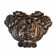 Load image into Gallery viewer, Antique Art Nouveau Floral Cherubs Cherubim Large Sterling Silver Angel Brooch Pin
