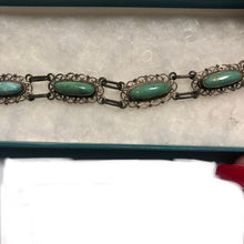 Load image into Gallery viewer, Vintage Jewelry Made in Mexico Mexican Silver and Turquoise Linked Bracelet
