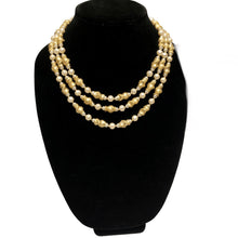 Load image into Gallery viewer, Vintage Jewelry Midcentury Crown Trifari Twisted Gold Nugget Bead and Faux Akoya Baroque Pearl Multistrand Necklace
