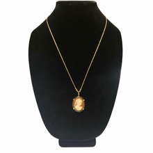 Load image into Gallery viewer, Vintage Jewelry Signed 1928 Gold Tone Cameo Pendant Necklace
