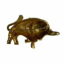 Load image into Gallery viewer, Vintage Jewelry Large Gold Tone Textured Heavyweight Spanish Bull Brooch
