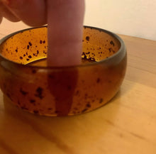 Load image into Gallery viewer, Vtg 60&#39;s 70&#39;s Confetti Apple Juice Faux Lucite Wide Brown Boho Bangle Bracelet
