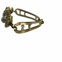 Load image into Gallery viewer, Vintage Jewelry Open Hinged Baby Blue Rhinestone Gold Tone Linked Bracelet
