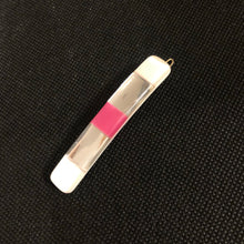 Load image into Gallery viewer, Vintage Hair Accessory 1980’s Geometric Pink, White, and Mirror Clear Accent Snap on Small Hair Pin
