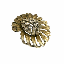 Load image into Gallery viewer, Vintage Jewelry Signed Coro Midcentury Gold Tone Clear Rhinestone Sunburst Brooch
