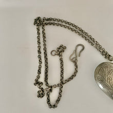 Load image into Gallery viewer, Vintage Silver Tone Floral Flower Filigree Heavy Etched Heart Pendant and Chain
