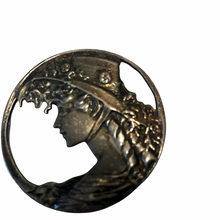 Load image into Gallery viewer, Vintage Jewelry Art Nouveau Revival Sterling Silver Floral Woman in a Hat Brooch
