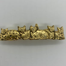 Load image into Gallery viewer, Vintage Small Gold Embellished Cat 90&#39;s Hair Barrette 5 Cats Flowers Stars Dots
