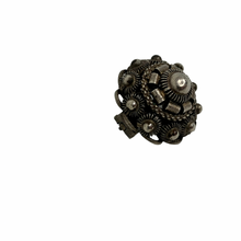 Load image into Gallery viewer, Antique Vintage Victorian Small Solid Silver Circular Silver Bead Cabochon Filigree Brooch Pin
