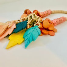 Load image into Gallery viewer, Vintage African Boho Painted Wood Bead Multicolor Carved Leaf Leaves Necklace
