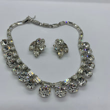 Load image into Gallery viewer, Vintage Estate Demi Parure Eisenberg Ice Rhinestone Rhodium Plated Necklace and Earrings
