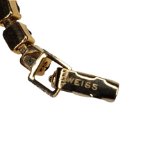 Load image into Gallery viewer, Vintage Weiss Midcentury Gold Amber Brown Mini Rhinestone Light Tennis Bracelet
