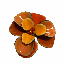 Load image into Gallery viewer, Vintage Jewelry 3D Enamel Mod Boho Metal Ombre Orange Rhinestone Flower Brooch Pin
