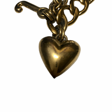 Load image into Gallery viewer, Juicy Couture Gold Tone Puffy Heart Linked Starter Logo Charm Bracelet
